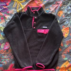 Patagonia Black and Pink Fleece Jacket